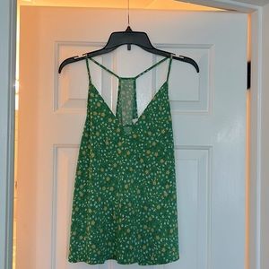 Stylish green tank with yellow & white flowers